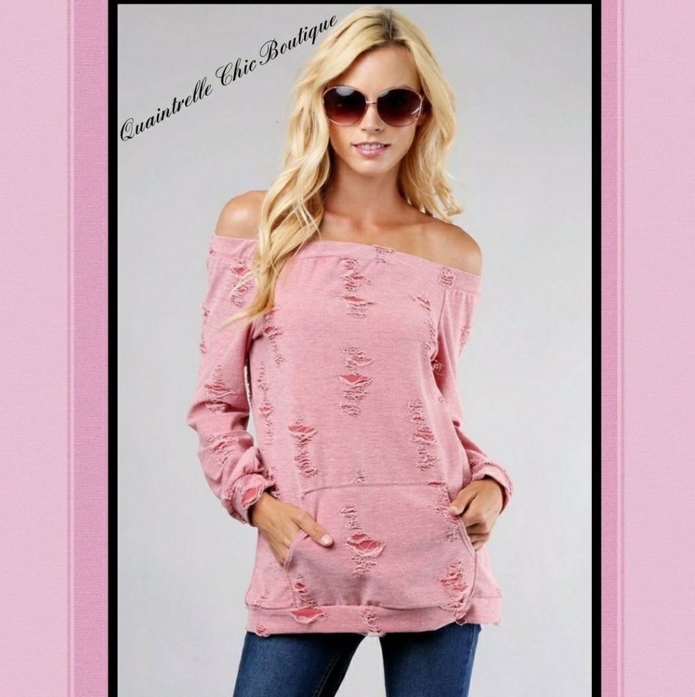 🎉HP x 2🎉BRANDY DISTRESSED OFF SHOULDER TOP