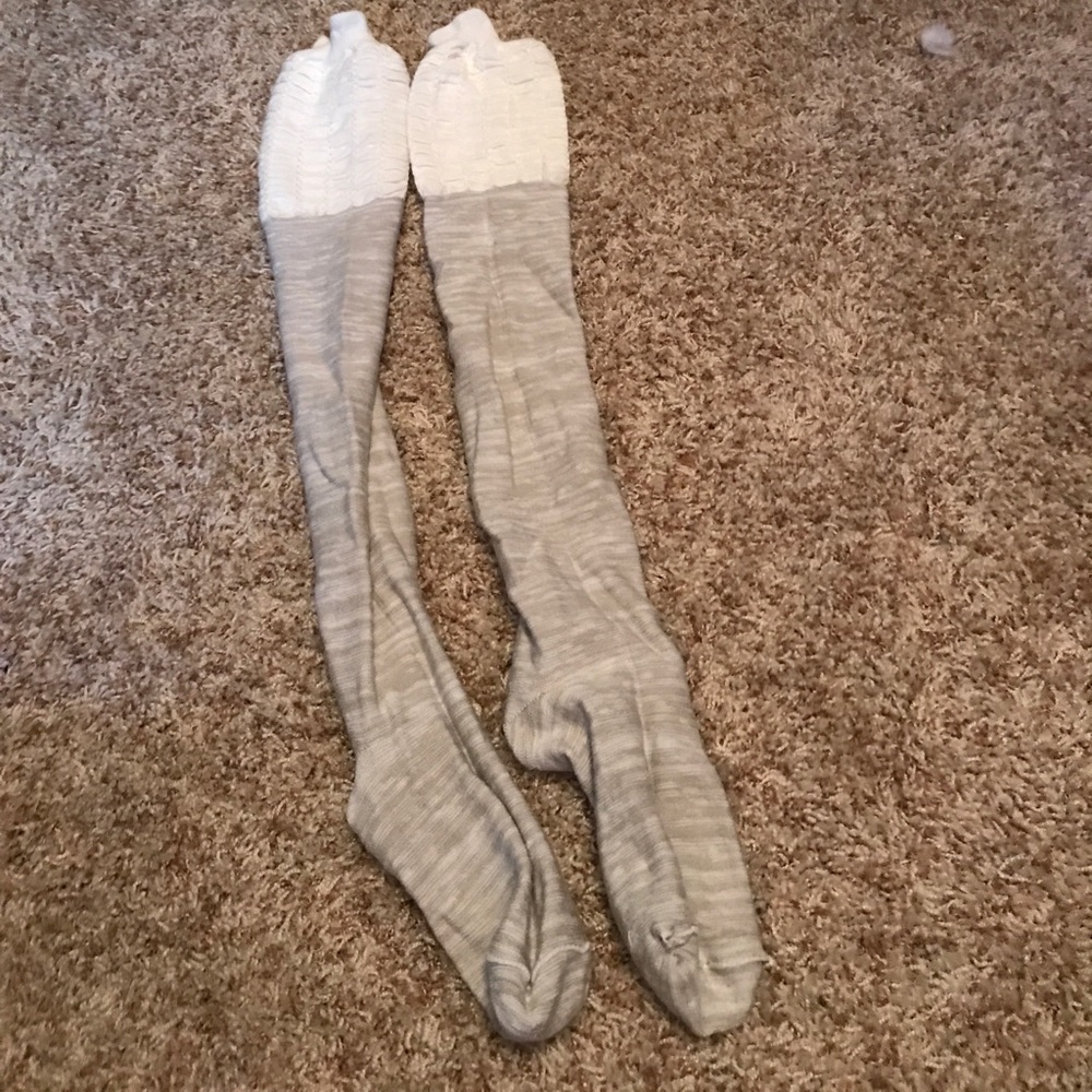 Never worn cream knee high boot socks