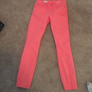 Gap pink jeans with light pink pokadots