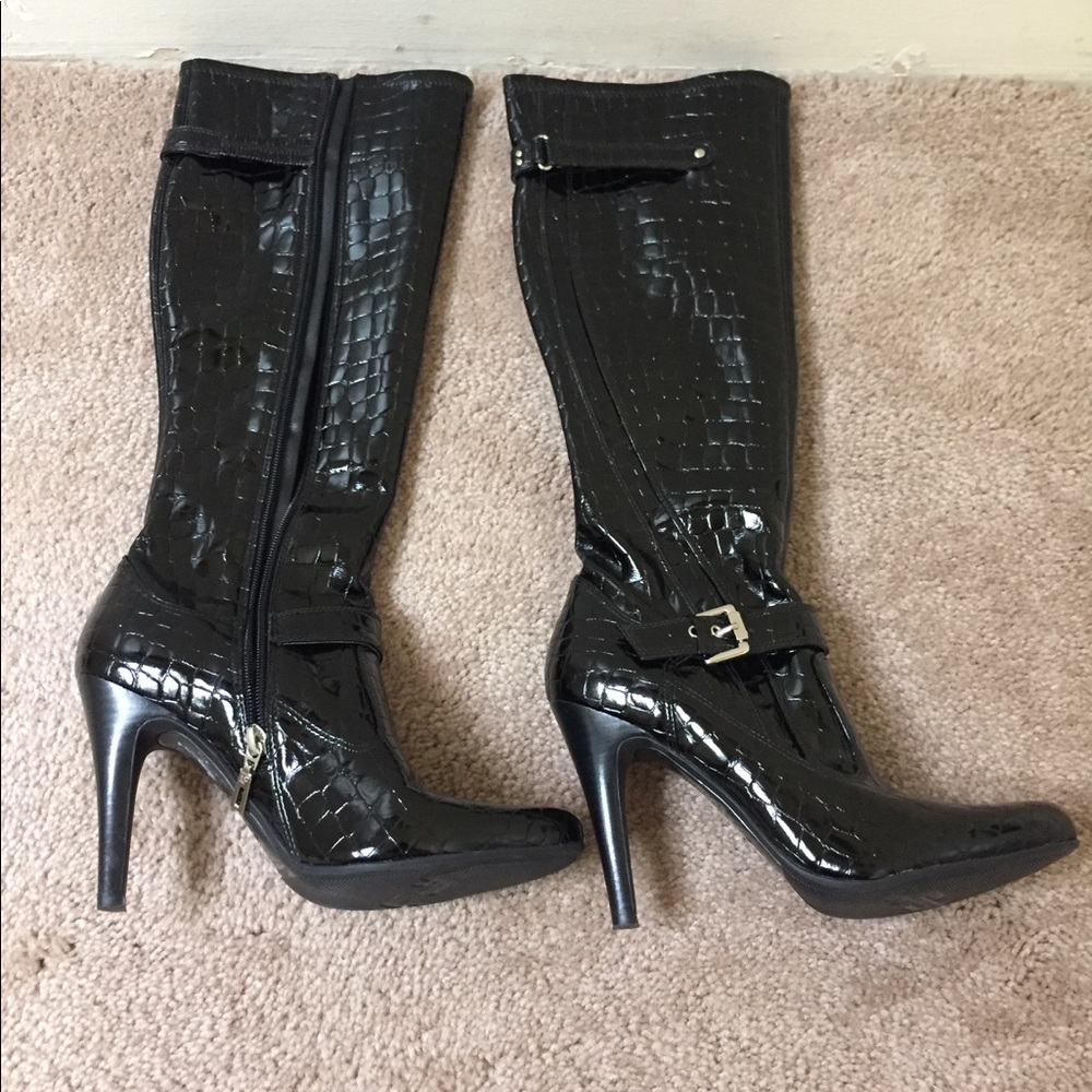 Marc Fisher patent leather heel boots