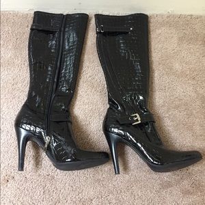 Marc Fisher patent leather heel boots