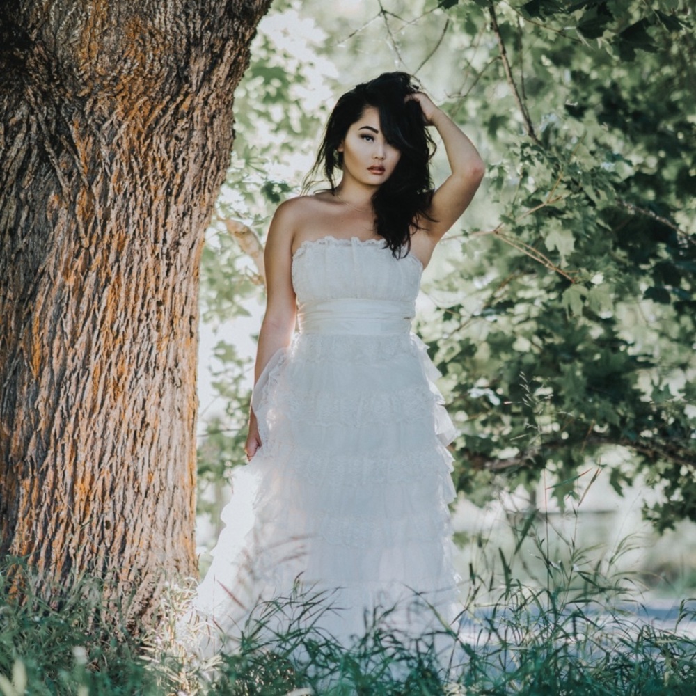 Vintage lace cream colored gown