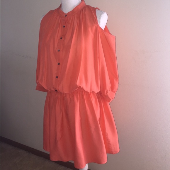 Nicole Miller Artelier coral 100% silk dress Sz L - Picture 2 of 6