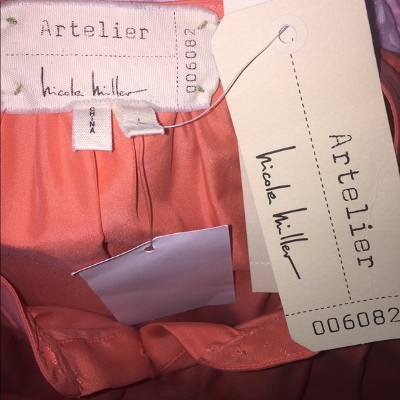 Nicole Miller Artelier coral 100% silk dress Sz L - Picture 5 of 6