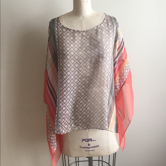 Style & Co. Tops - Style & Co Sheer Bold Print Overlay Blouse!