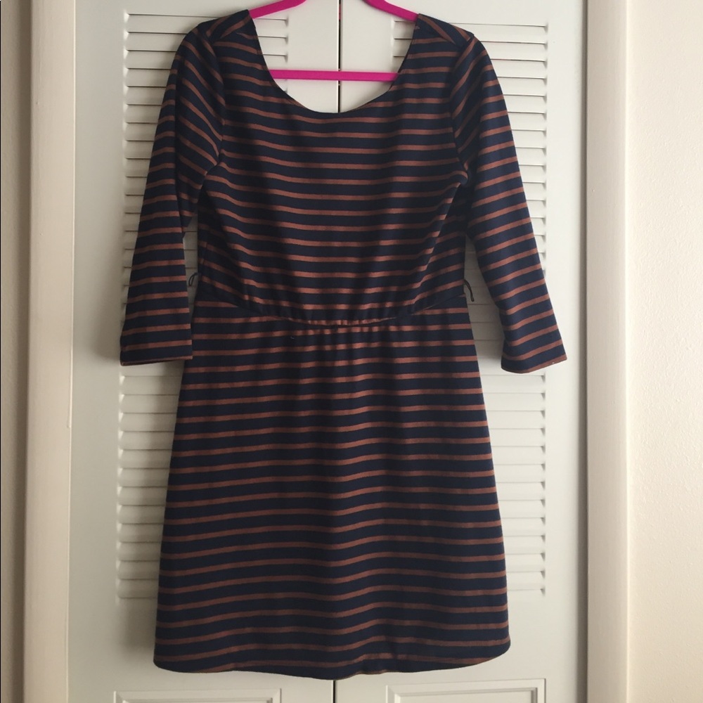 Navy and Brown Striped Dress