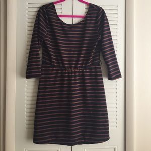 Navy and Brown Striped Dress