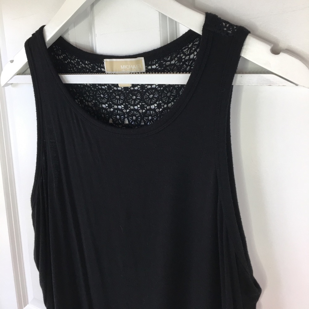 Michael Kors Black Tank Top | Lace Back Detail | Logo Accent | Size M - Picture 2 of 7
