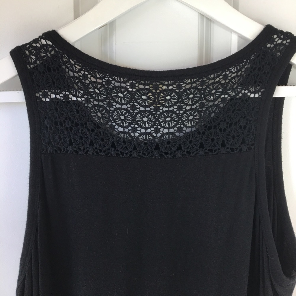 Michael Kors Black Tank Top | Lace Back Detail | Logo Accent | Size M - Picture 4 of 7