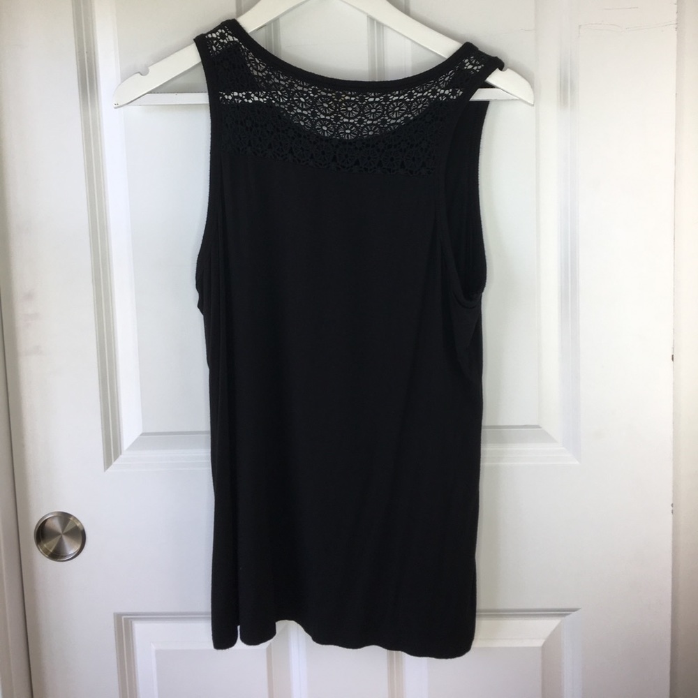 Michael Kors Black Tank Top | Lace Back Detail | Logo Accent | Size M - Picture 5 of 7