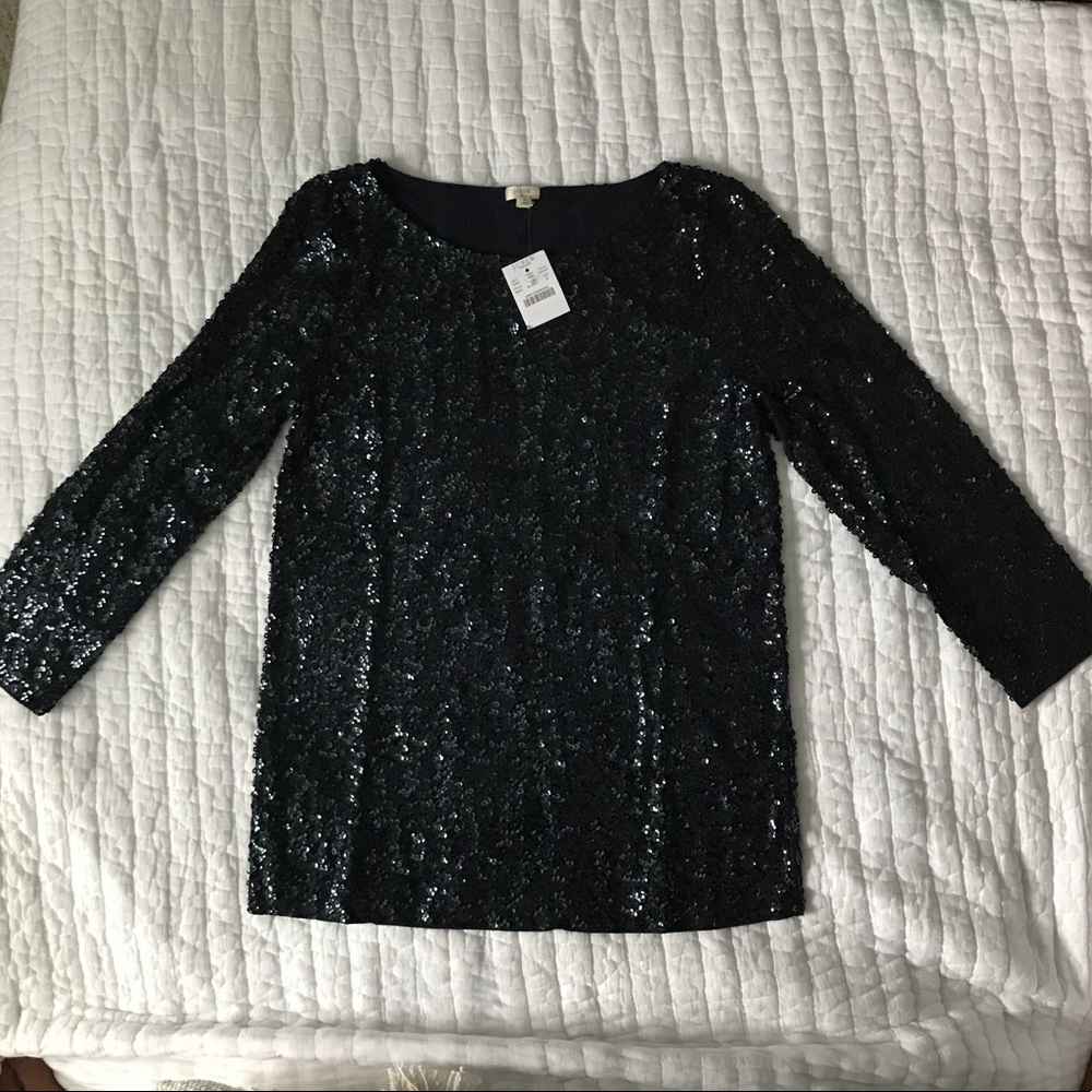 *SOLD* 
J.CREW Navy Sequin Top