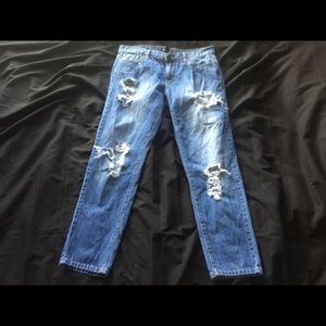 Distressed Blue Jeans