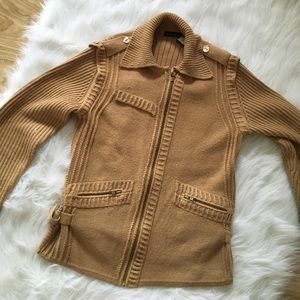 Brown Zip Up Wool Sweater