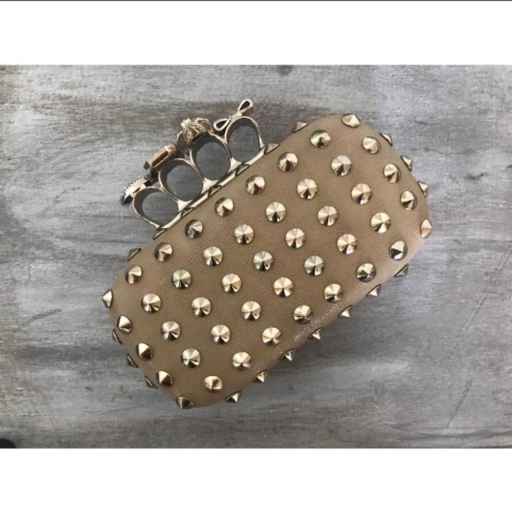 Tan || Gold studded || Clutch