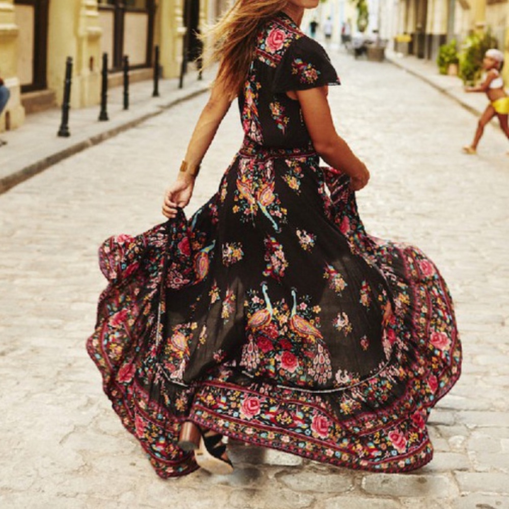 Peacock Bohemian Floral Maxi Dress ❤️Last One❤️ - Picture 3 of 5