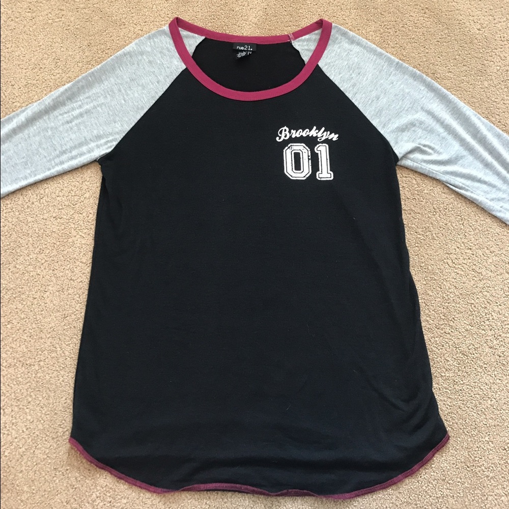 Black, grey, maroon baseball t-shirt