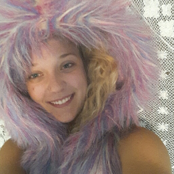 Rainbow fuzzy hat! - Picture 1 of 2