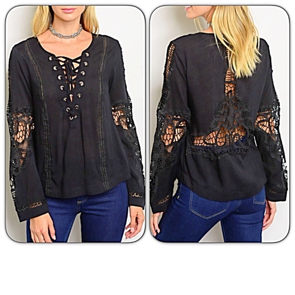 💥HOTSALE💥Head Turning Lace Up Top Blouse Sold - Picture 3 of 8