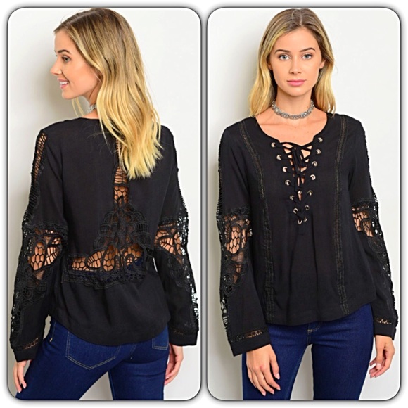 💥HOTSALE💥Head Turning Lace Up Top Blouse Sold - Picture 2 of 8