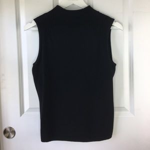 Kasper Y2K Black High Neck Sleeveless Top Textured Knit Workwear M
