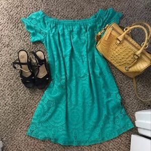 Off-the-shoulder lace dress