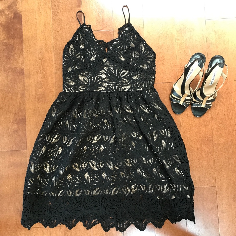 J.O.A. Fit and Flare Lace Dress in black