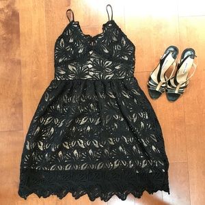J.O.A. Fit and Flare Lace Dress in black