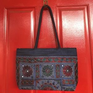 Mirrored and Embroidered Indian Motif Purse