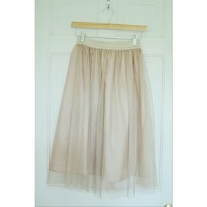 NWOT Nude Tulle Skirt w/ Sparkly Elastic Waistband