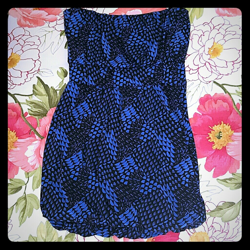 Banana Republic Black & Blue Strapless Bubble Dress Size Small