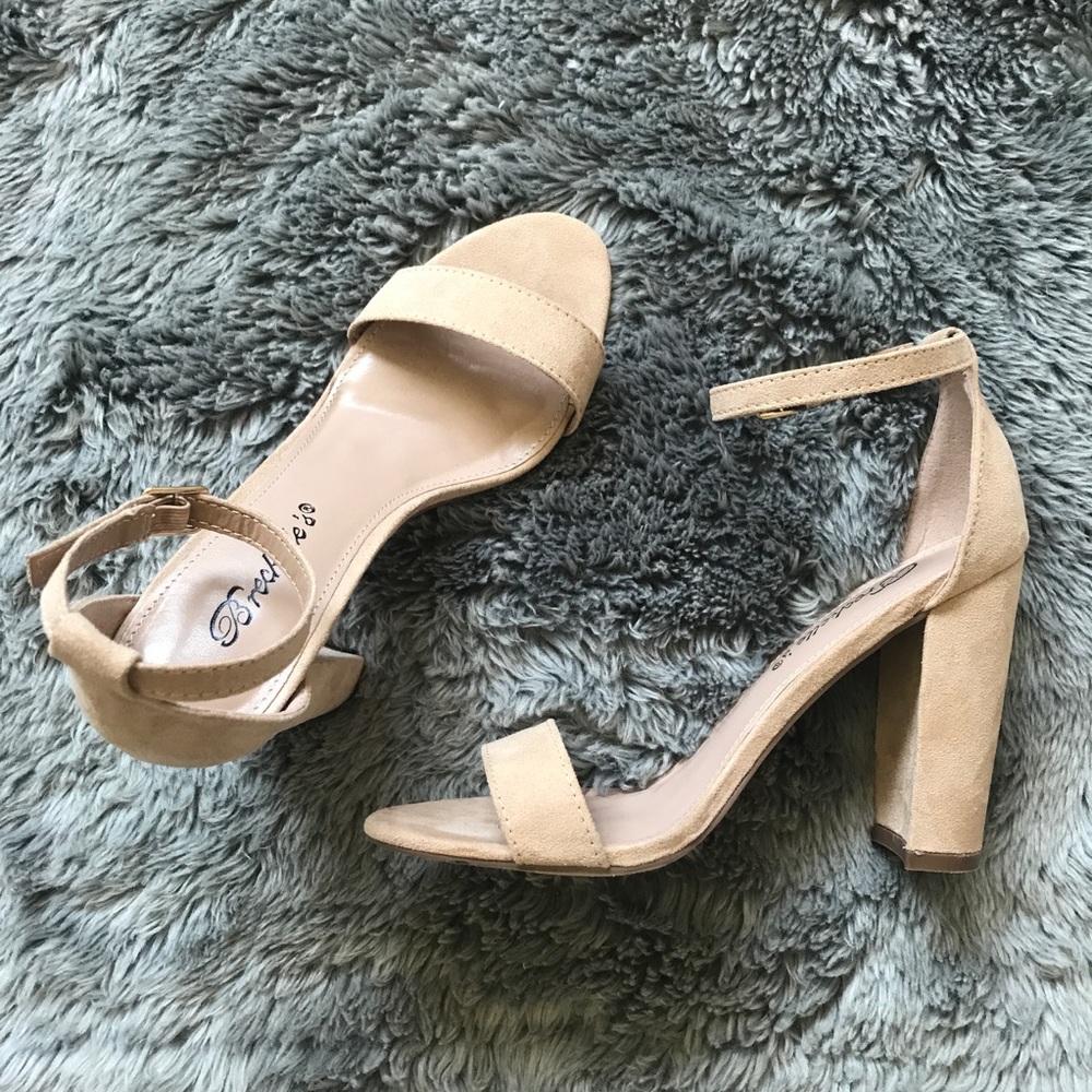 Raylen Natural Suede Ankle Strap Heels