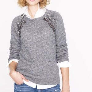 J. Crew Embellished Grey Sweatshirt