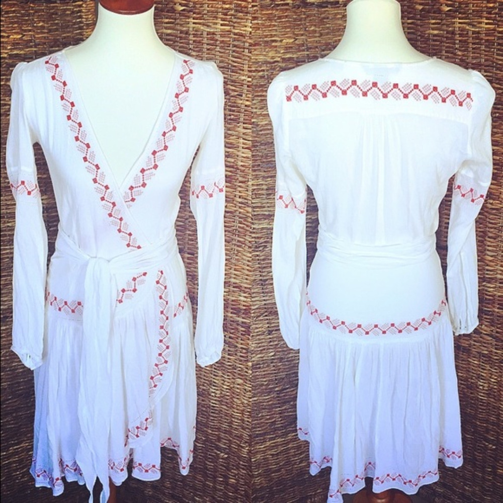 French Connection White Gauze Wrap Dress