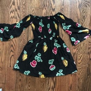 Black strapless tropical dress 🍍