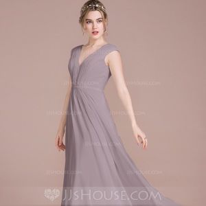 Vneck Princess Chiffon Gown Formal Bridesmaid Prom