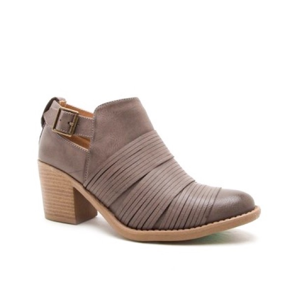 Taupe Strappy Booties - Picture 2 of 2