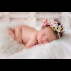 Newborn photo prop flower wreath headband pink