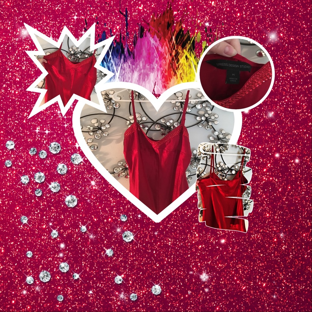 Express silk tank/cami with sequins