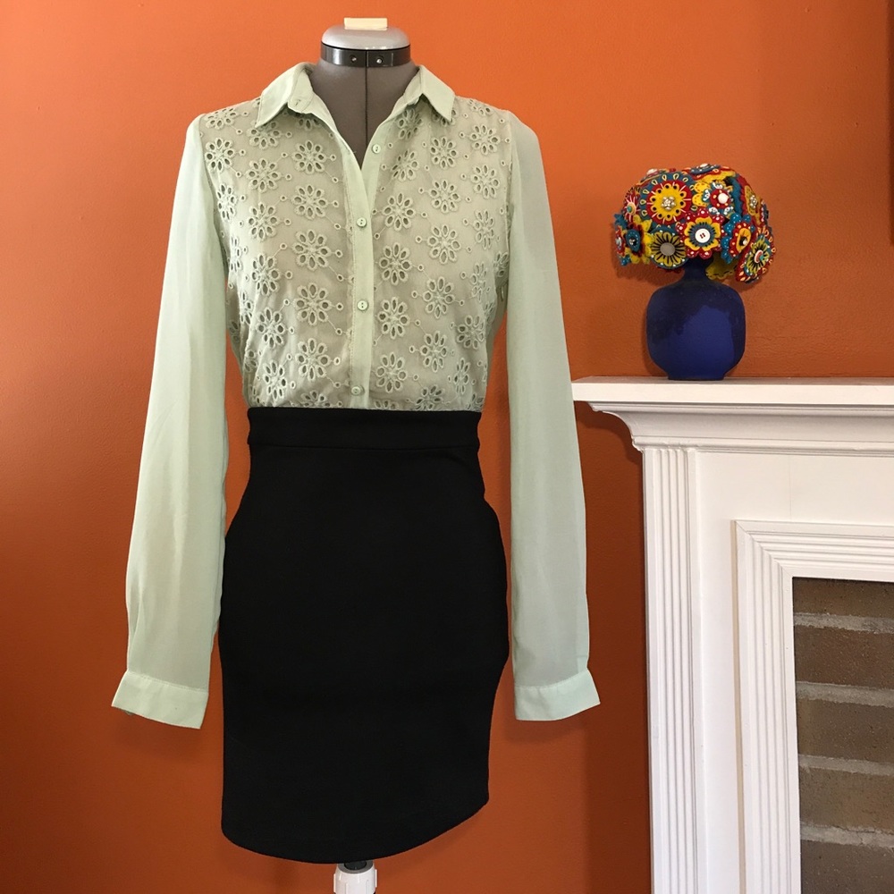 Seafoam and black dress