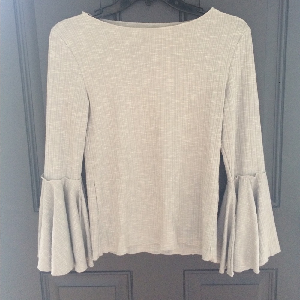 Shein Grey Flare Sleeved Top