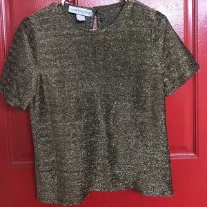 AfterFive/Evening Gold Threaded Short Sleeve Top