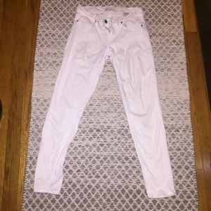 Free People stretchy but skinny white denim jeans