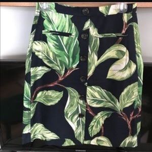 Linen, faux front buttons side zip tropical print!