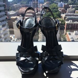 YSL Tribute 105 Sandal Cuoio Paint Black Size 35.5