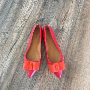 Hot pink J. Crew ballet bow flats