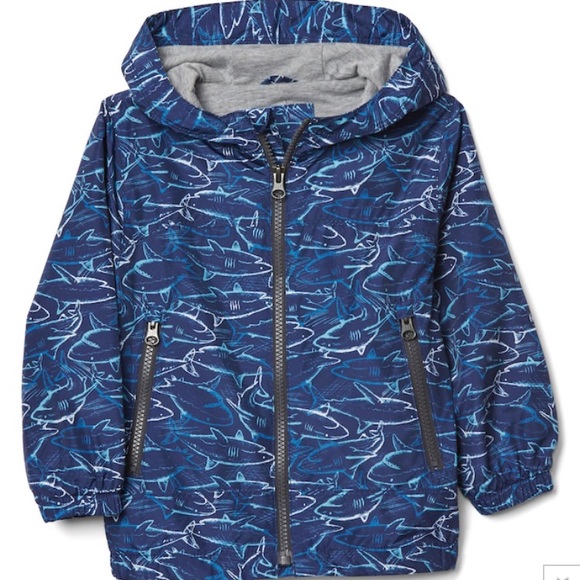 🦈 NEW GAP Boys Lined Rain Waterproof Jacket 🦈 - Picture 1 of 4