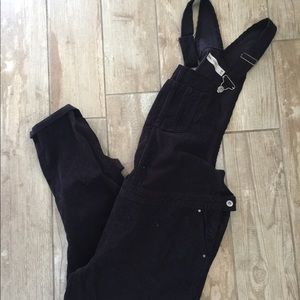 Maternity black corduroy overalls