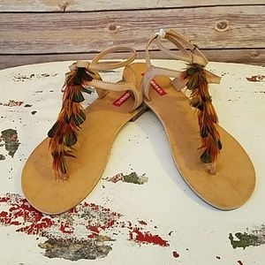 SUMMER'S END SALE Feather thong strappy sandals
