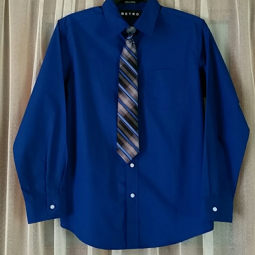 Retro button up long sleeve dress shirt