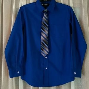 Retro button up long sleeve dress shirt